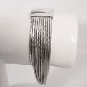 Milor Italy 925 Bracelet 10 Silver Snake Chain Strains Joined By Fold Over Clasp